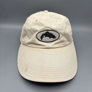 Simms Hat Cap Strap Back One Size Mens Beige Cotton Twill Patch Fishing Outdoor